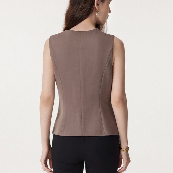 OGL move Clothing-Office Staple Waistcoat with Pockets - Size Small - Color Fawn - Picture 8 of 10